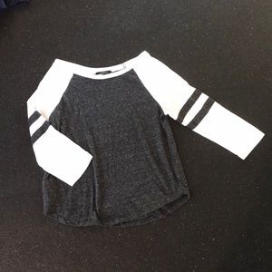 Black and white baseball tee